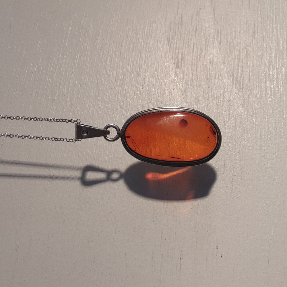 Genuine amber sterling silver necklace - Picture 16 of 16